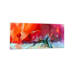 Glasbild - Bild auf glas - Abstrakte Landschaft in intensiven Farben - 120x50cm - Eine Explosion von Lichtern und Farben - Moderne Wanddekoration für Wohnzimmer und Schlafzimmer ARTTOR