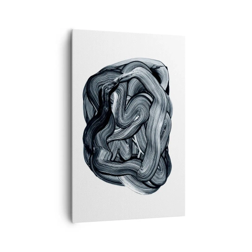 Bild auf Leinwand - Leinwandbild - Abstrakte Komposition in Grautönen - 80x120cm - Es ist nicht so einfach - Moderne Wanddekoration für Wohnzimmer und Schlafzimmer ARTTOR