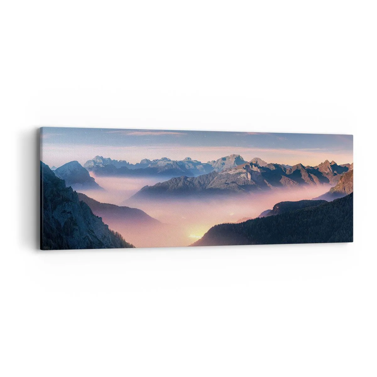 Bild auf Leinwand - Leinwandbild - Licht in den Tälern - 90x30 cm