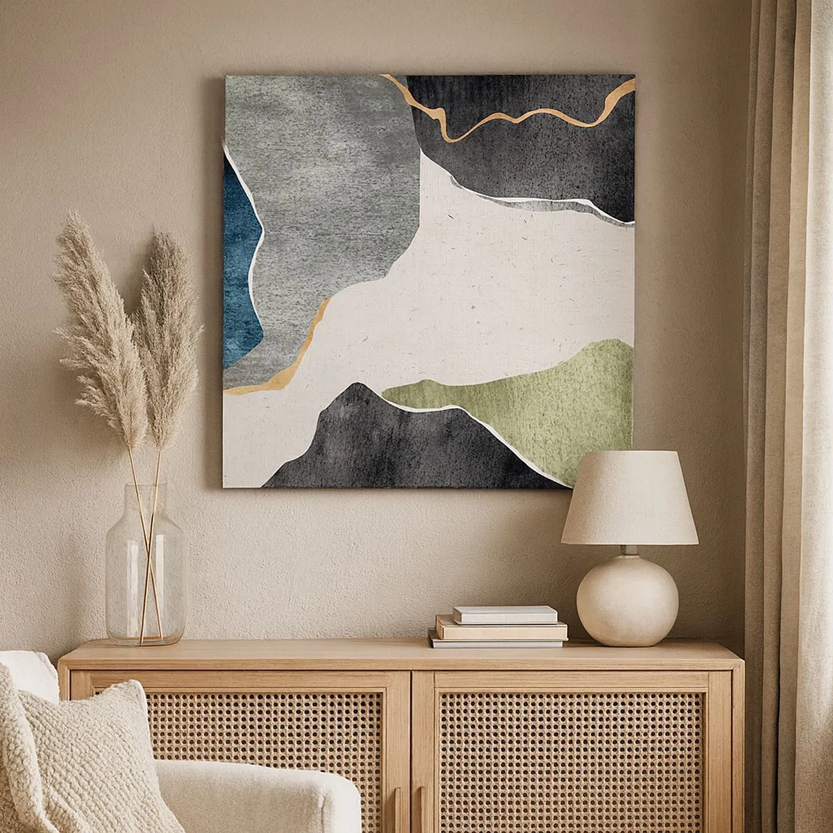 Bild auf Leinwand - Leinwandbild - Mosaikkomposition mit Goldfaden - 30x30 cm