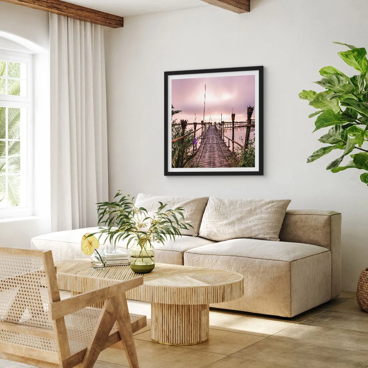 Poster in einem schwarzem Rahmen - Frieden und Ruhe Asiens - 60x60 cm