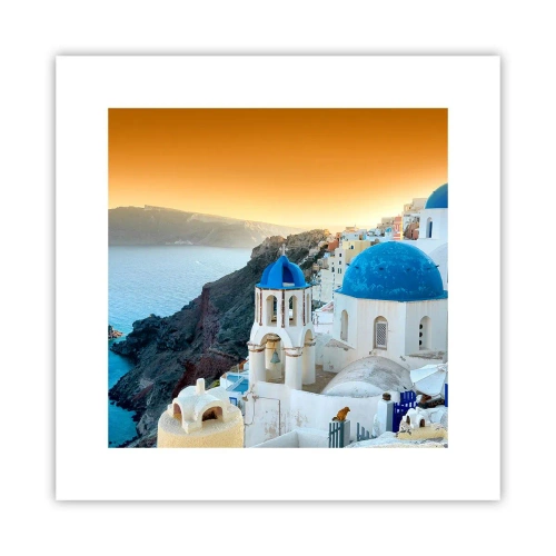 Poster - Santorini - an die Felsen gekuschelt - 30x30 cm