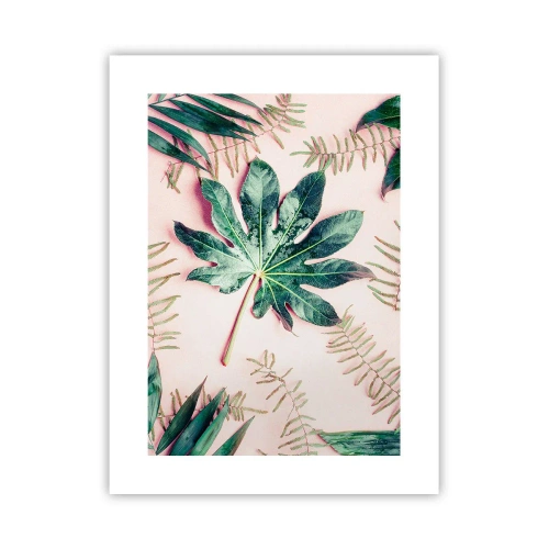 Poster - Eine Studie von Grün auf einem rosa Hintergrund - 30x40 cm