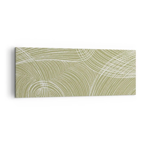 Bild auf Leinwand - Leinwandbild - Grüne und weiße Linien in einer abstrakten Komposition - 140x50cm - Komplizierte Abstraktion in Weiß - Moderne Wanddekoration für Wohnzimmer und Schlafzimmer ARTTOR