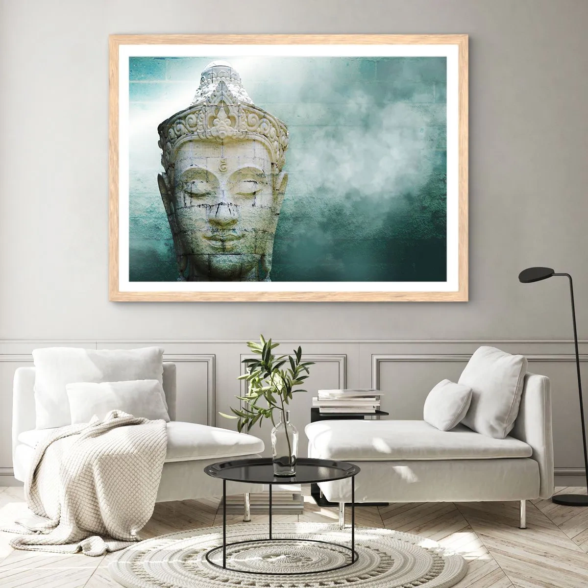 Poster in einem Rahmen aus heller Eiche - Auf der Suche nach dem Licht - 40x30 cm