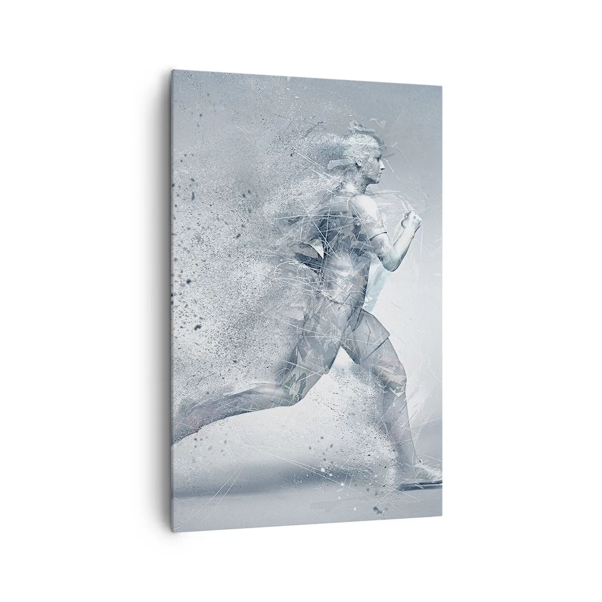 Bild auf Leinwand - Leinwandbild - Eine dynamische Figur, die in einem abstrakten Stil läuft - 80x120cm - Kristallklare Energie - Moderne Wanddekoration für Wohnzimmer und Schlafzimmer ARTTOR