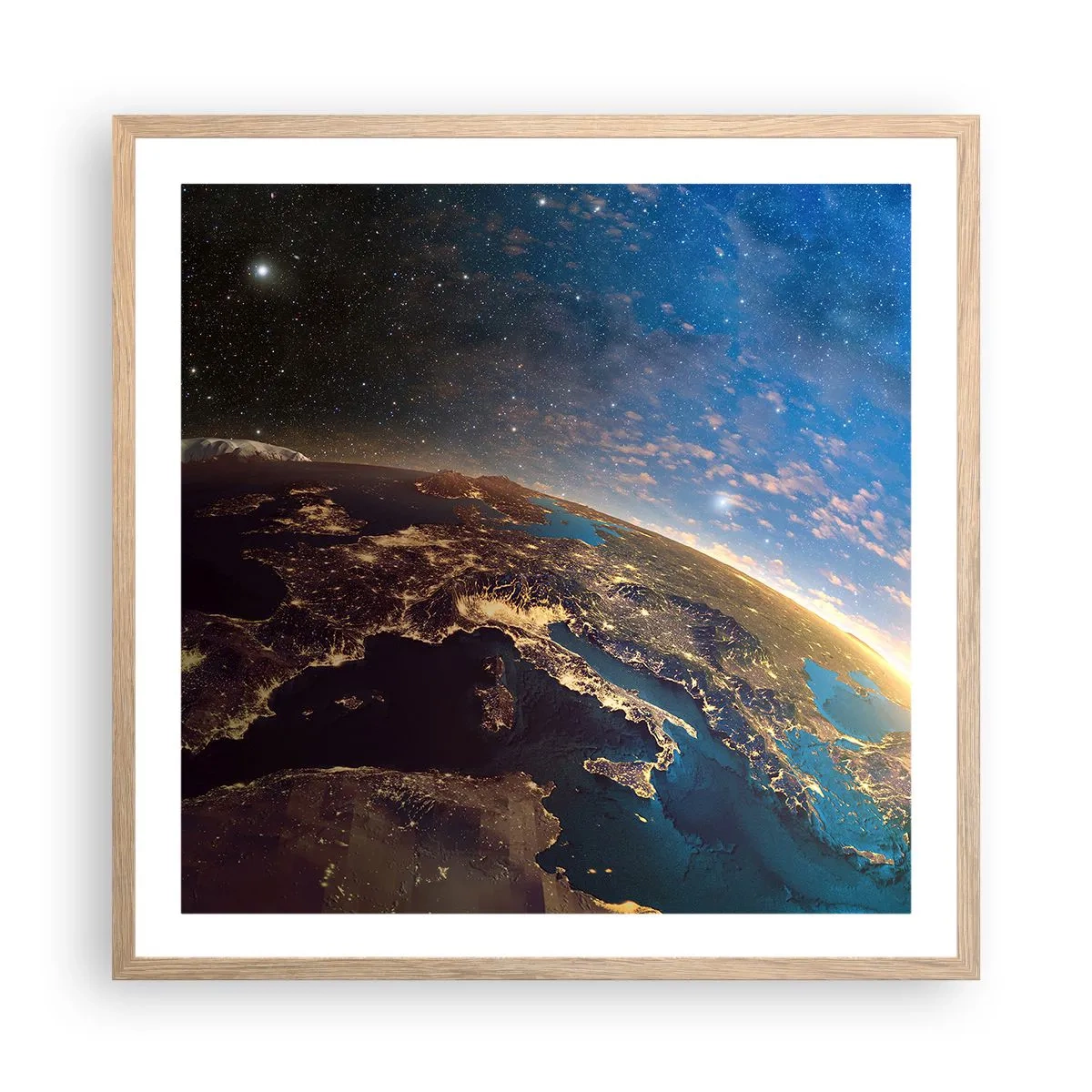 Poster in einem Rahmen aus heller Eiche - Schauen wir uns aus der Ferne an - 60x60 cm