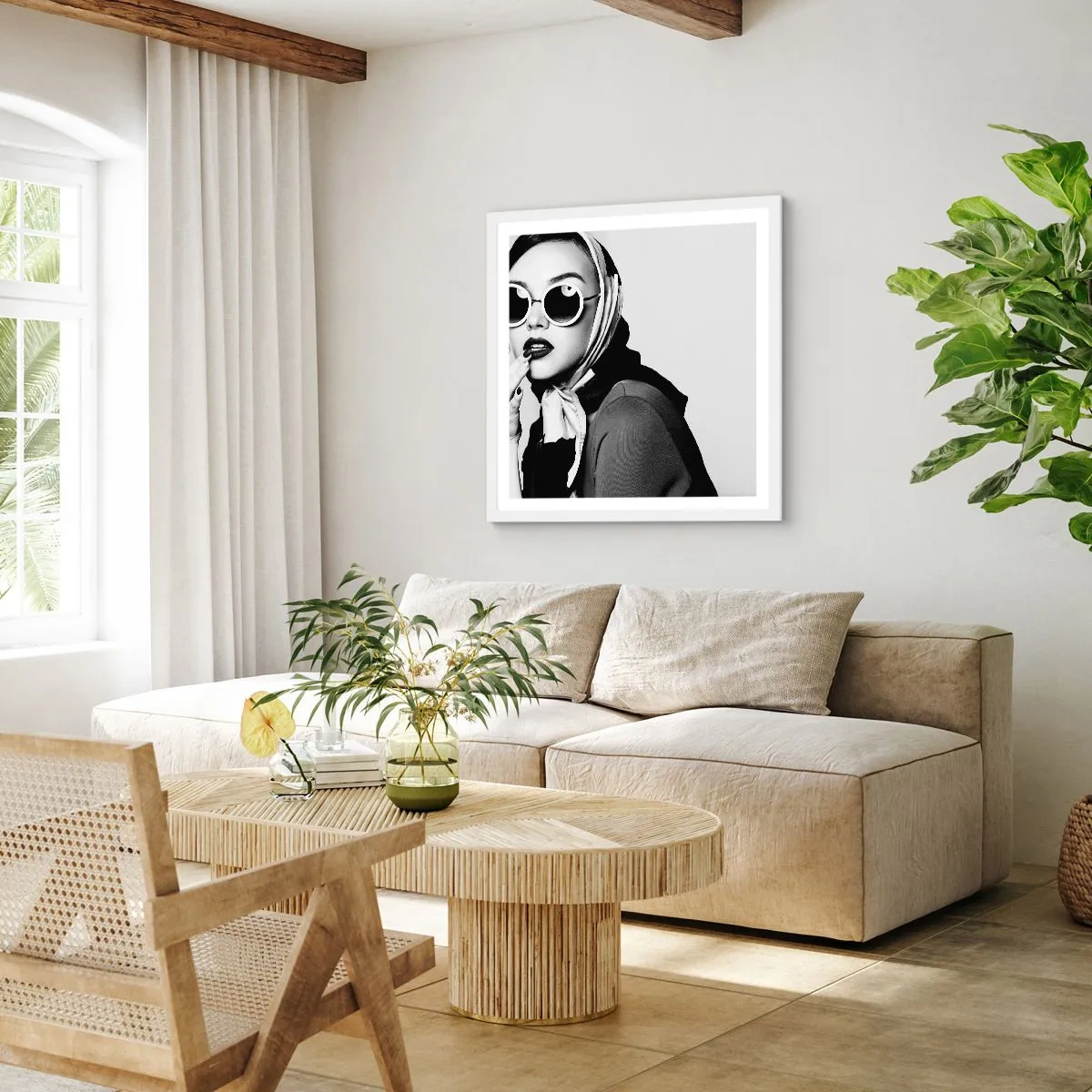 Poster in einem weißen Rahmen - Grüße aus den 1960er Jahren - 50x50 cm