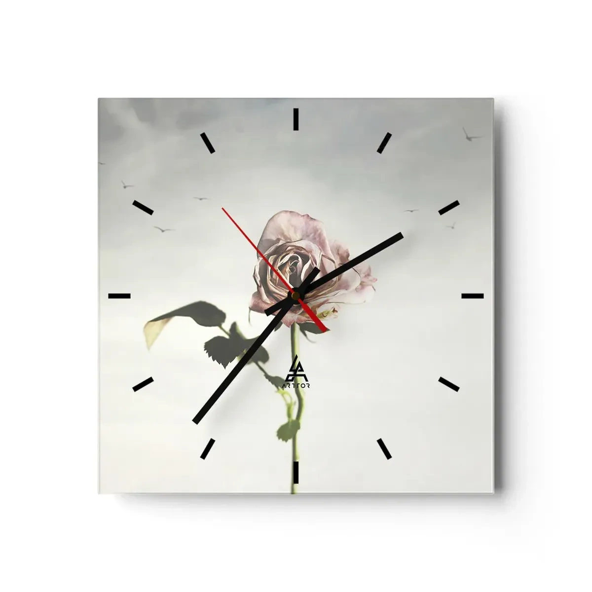 Wanduhr - Glasuhr - Begrüßung des Frühlings - 40x40 cm