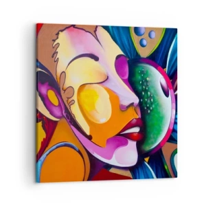 Bild auf Leinwand - Leinwandbild - Mit Farbe berühren - 50x50 cm