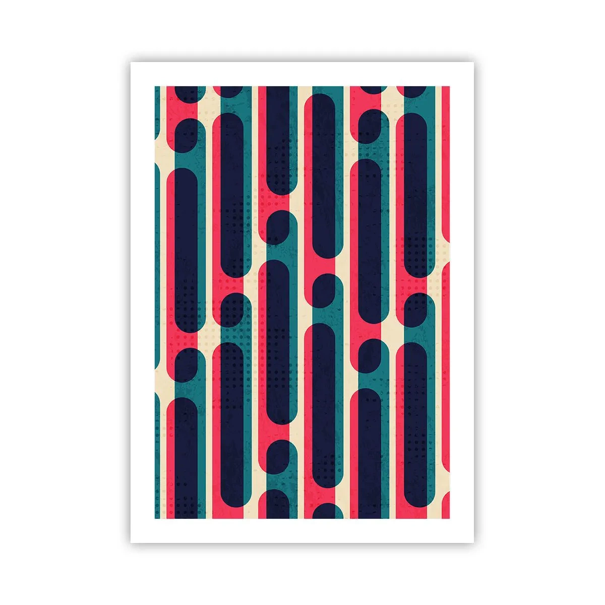 Poster - Geometrisches Muster in Rot- und Blautönen - 50x70cm - In die Tiefe und vorwärts - Moderne Wanddekoration für Wohnzimmer und Schlafzimmer ARTTOR