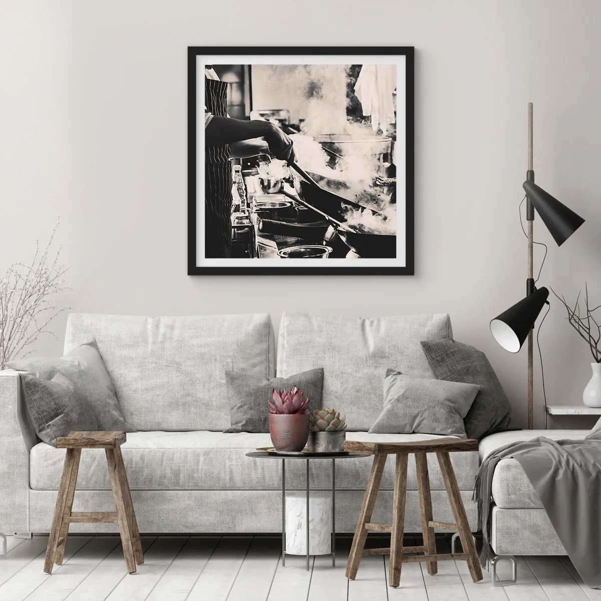 Poster in einem schwarzem Rahmen - Alchemie der Aromen - 60x60 cm