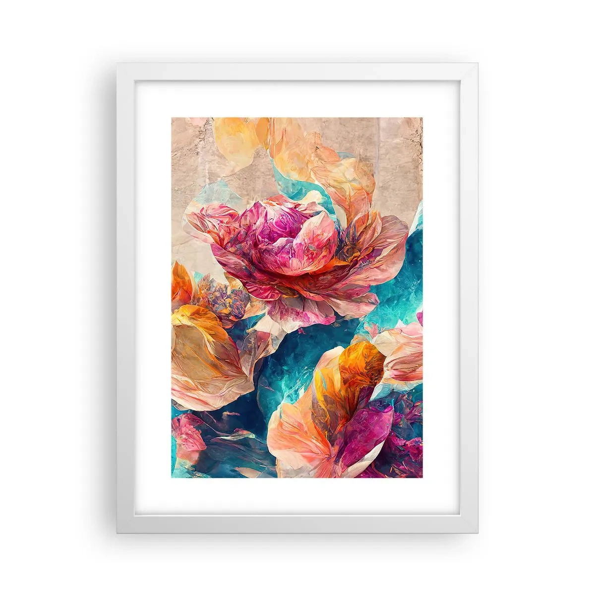 Poster in einem weißen Rahmen - Farbenpracht des Straußes - 30x40 cm