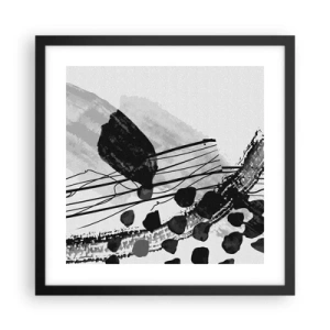 Poster in einem schwarzem Rahmen - Organische Schwarz-Weiß-Abstraktion - 40x40 cm