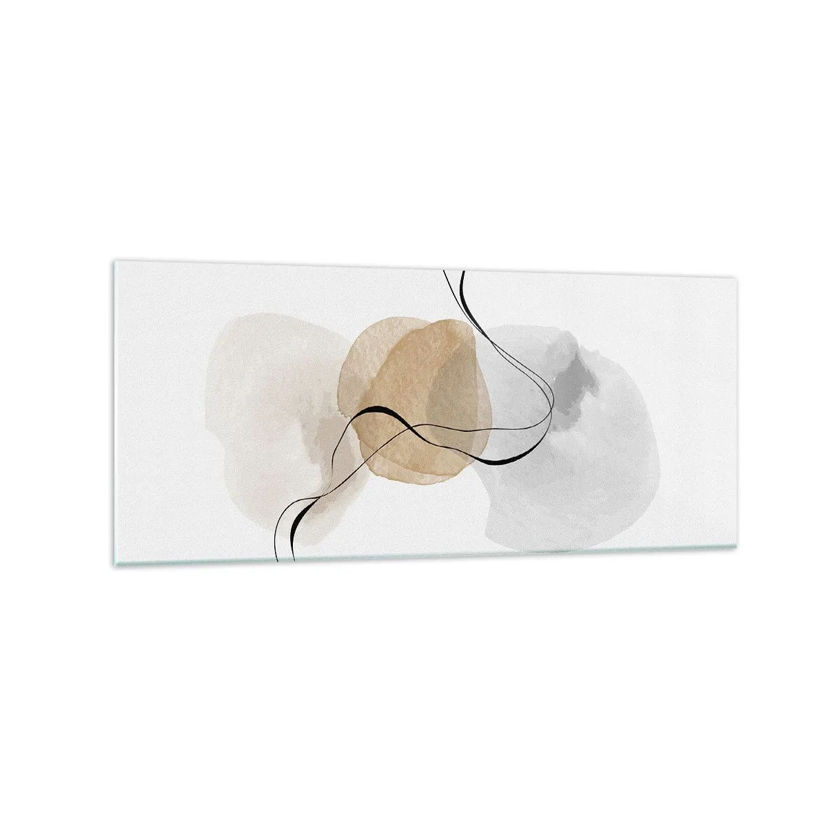 Glasbild - Bild auf glas - Minimalistische Abstraktion in Beige- und Grautönen - 120x50cm - Luftperlen - Moderne Wanddekoration für Wohnzimmer und Schlafzimmer ARTTOR