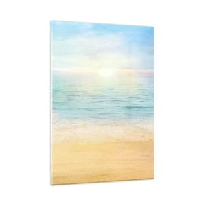 Glasbild - Bild auf glas - Ein sonniger Strand mit azurblauem Meer und Himmel - 50x70cm - Großes Blau - Moderne Wanddekoration für Wohnzimmer und Schlafzimmer ARTTOR