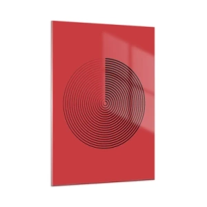 Glasbild - Bild auf glas - Schwarze konzentrische Kreise auf rotem Hintergrund - 50x70cm - Kreisbewegung - Moderne Wanddekoration für Wohnzimmer und Schlafzimmer ARTTOR
