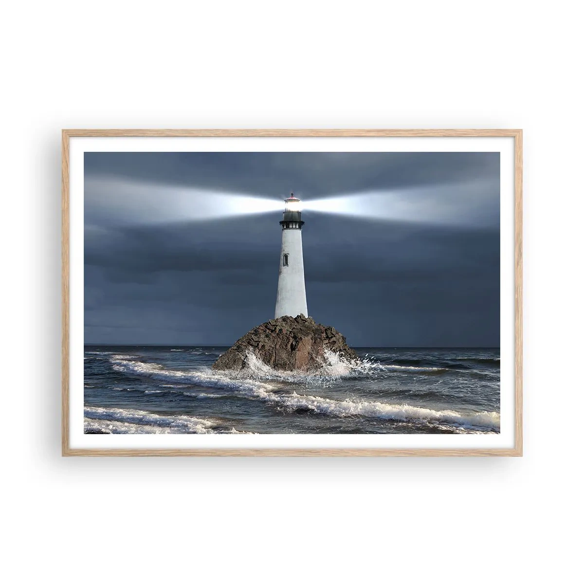 Poster in einem Rahmen aus heller Eiche - Hier... hier... hier! - 100x70 cm