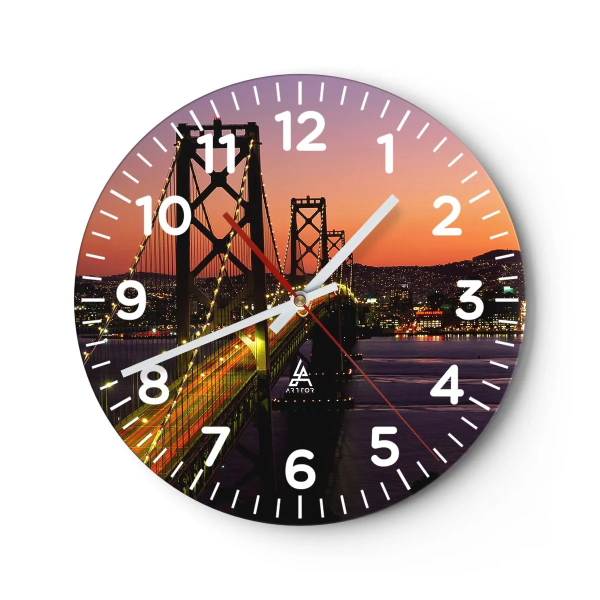 Wanduhr - Glasuhr - Violetter Abend - 40x40 cm