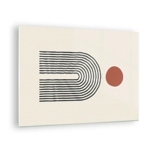 Glasbild - Bild auf glas - Grafische Abstraktion mit Linien und Kreisen im Retro-Stil - 70x50cm - Magnetismus von Formen und Farben - Moderne Wanddekoration für Wohnzimmer und Schlafzimmer ARTTOR