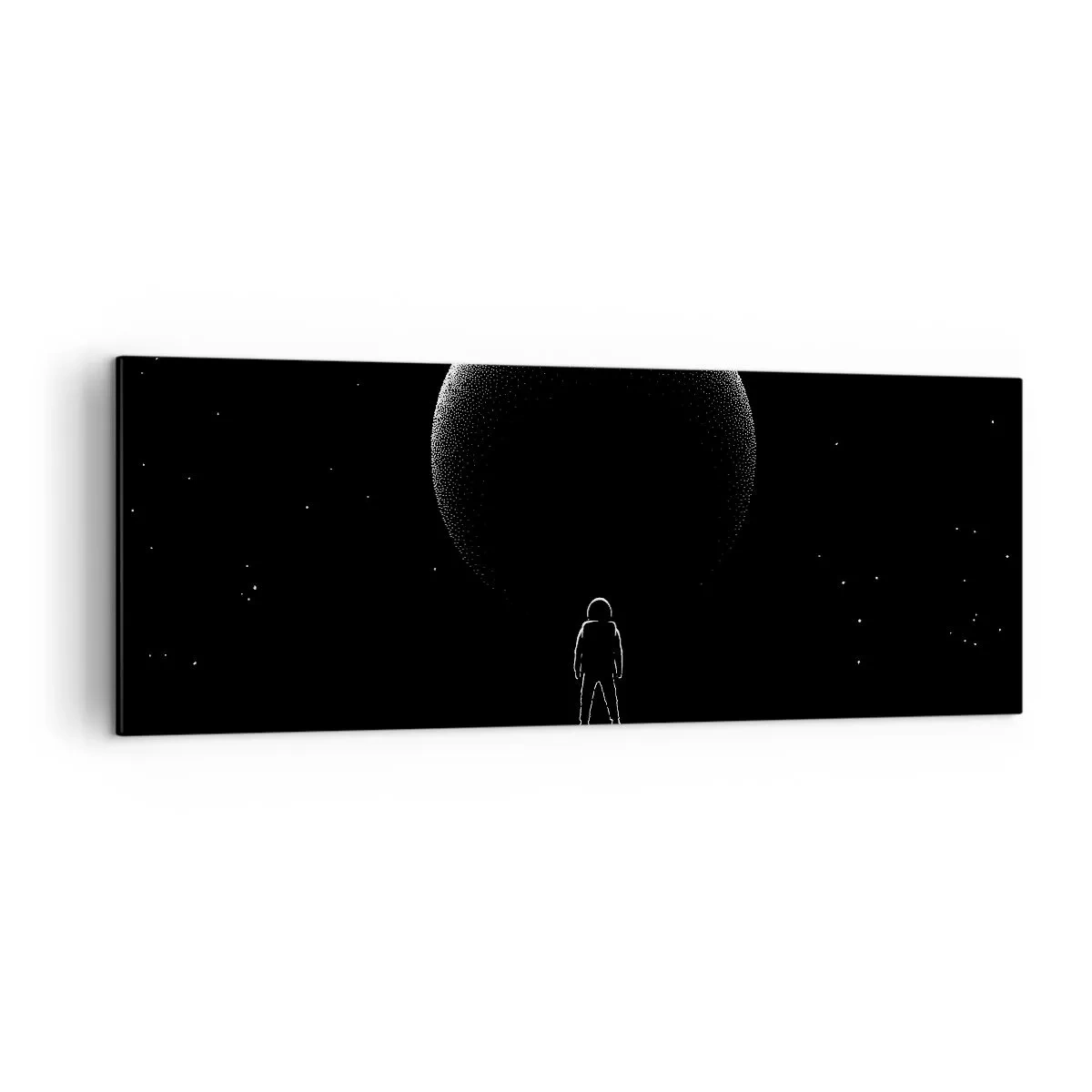 Bild auf Leinwand - Leinwandbild - Ein Astronaut vor dem Hintergrund eines großen Planeten im Weltraum - 140x50cm - Angesicht zu Angesicht - Moderne Wanddekoration für Wohnzimmer und Schlafzimmer ARTTOR