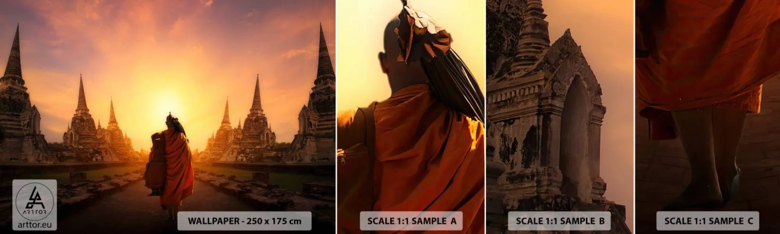 Fototapeten Muster Selbstklebend Deluxe Sticker - In Frieden für die Ewigkeit - Thailand, Buddhismus, Tempel - 100x30 cm