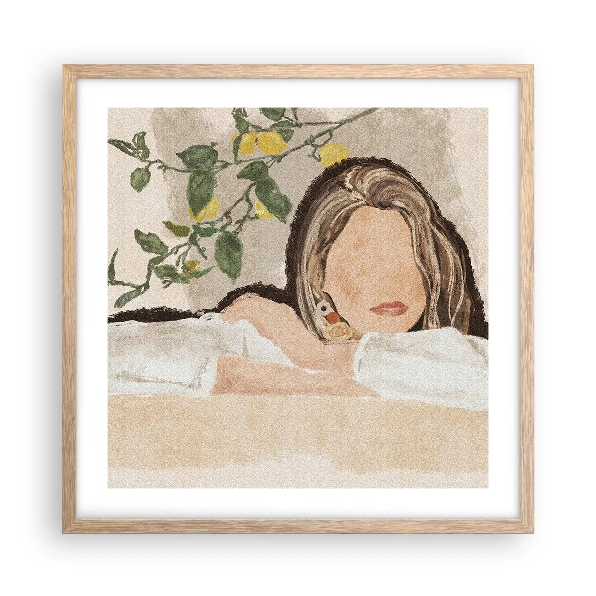 Poster in einem Rahmen aus heller Eiche - Südländische Schönheit - 50x50 cm