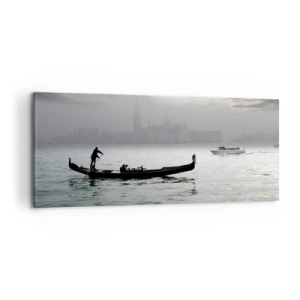 Bild auf Leinwand - Leinwandbild - Eine fabelhafte Stadt aus Wasser und Nebel - 100x40 cm