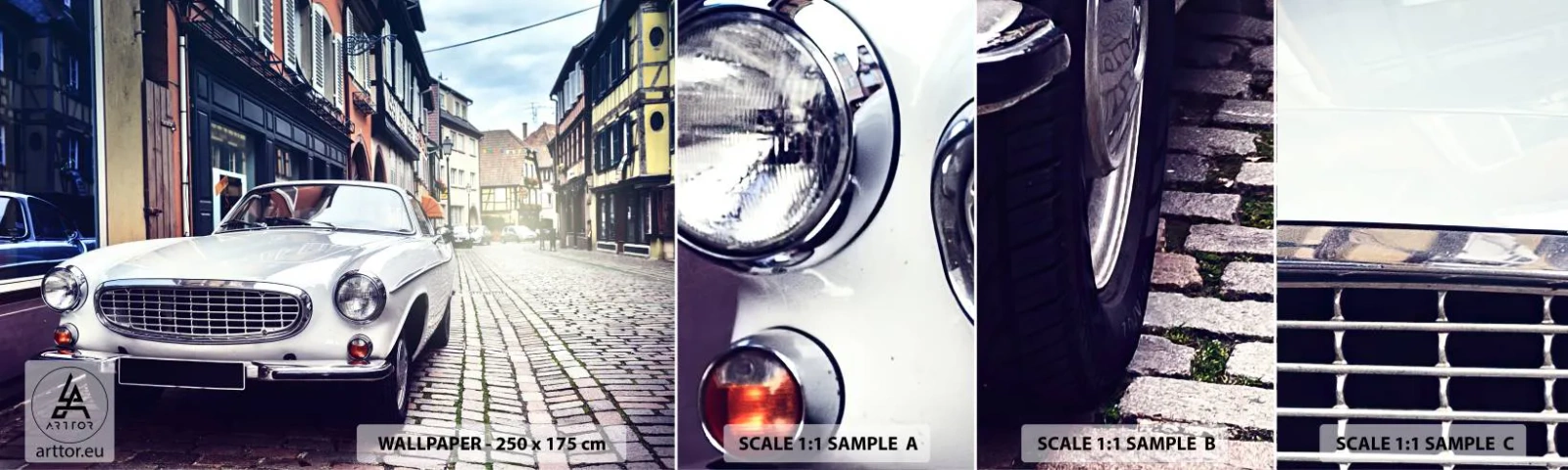 Fototapeten Muster Selbstklebend Deluxe Sticker - Die Vergangenheit ist heute - Oldtimer, Stadt, Frankreich - 100x30 cm