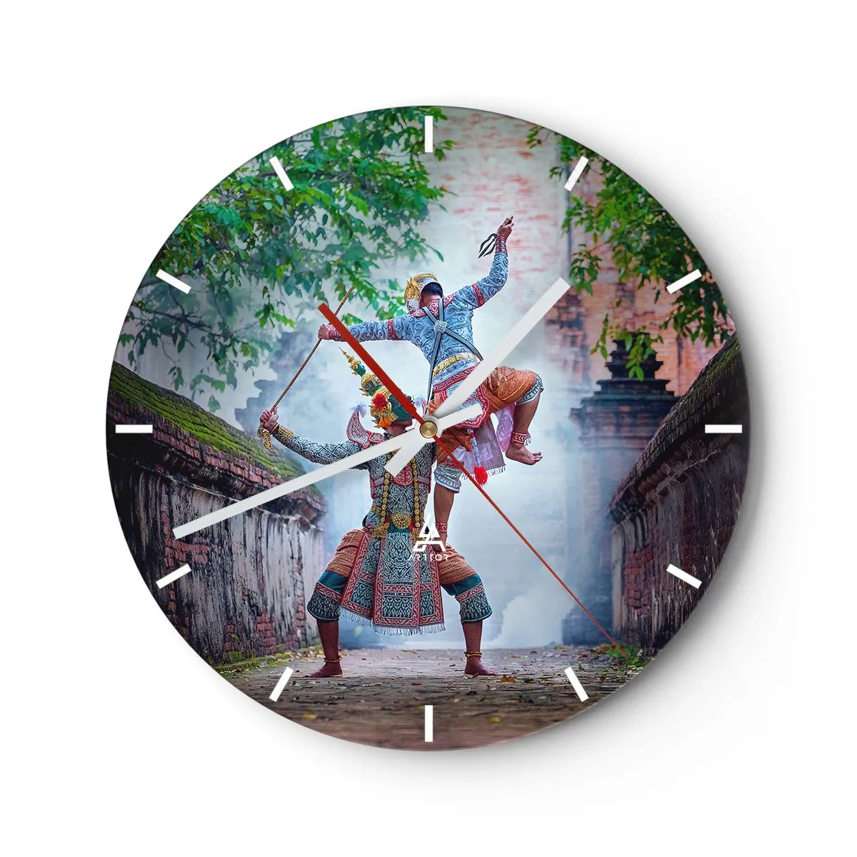 Wanduhr - Glasuhr - Eine Kulturszene mit traditionellem Tanz in exotischer Umgebung - 30x30cm - Der Tanz ist umwerfend schön - Moderne Wanddekoration für Wohnzimmer, Küche und Schlafzimmer ARTTOR
