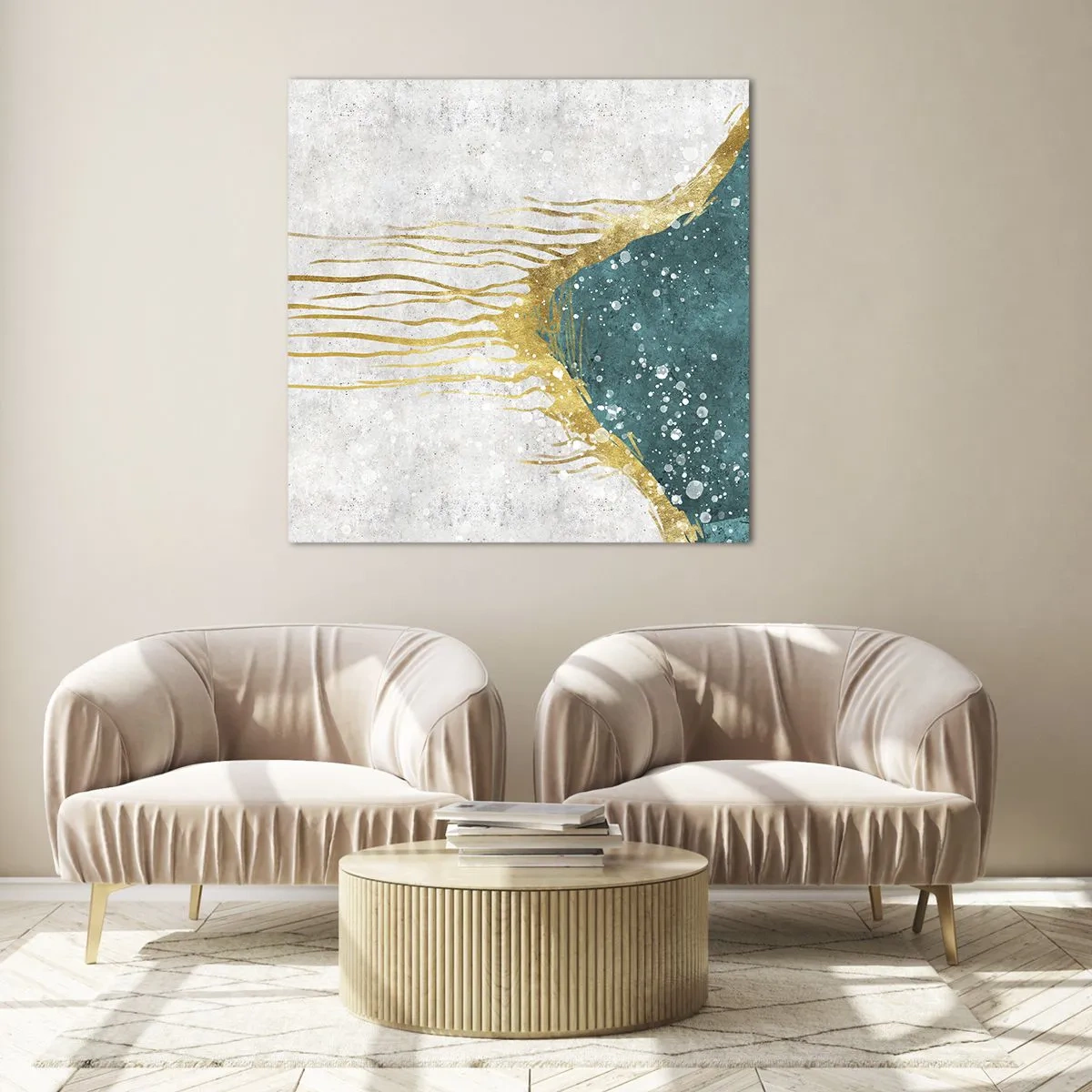 Glasbild - Bild auf glas - Goldene Flut - 70x70 cm