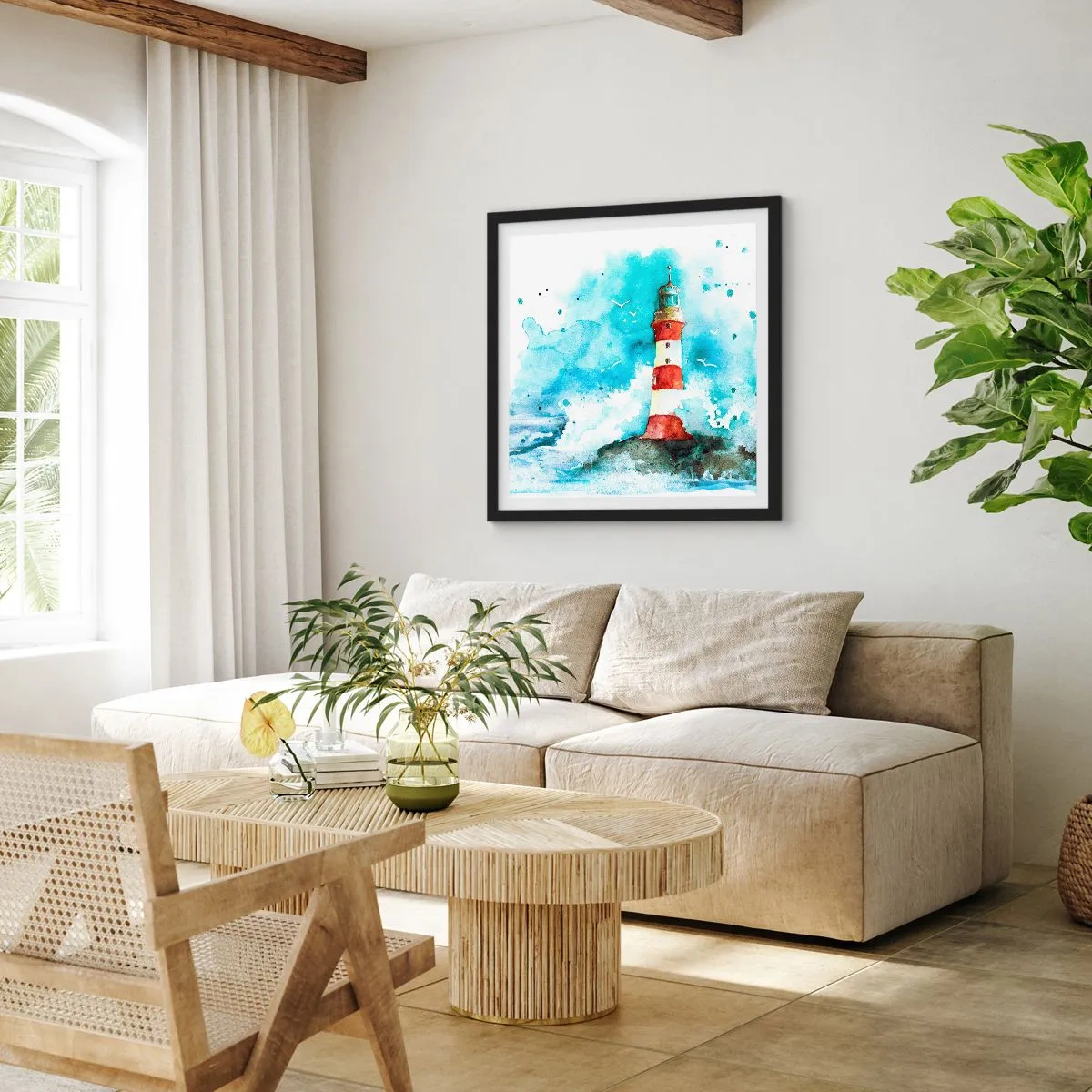 Poster in einem schwarzem Rahmen - Einheit der Elemente - 60x60 cm