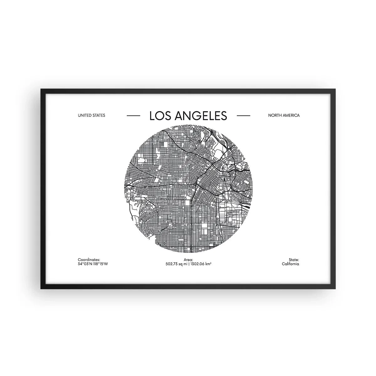 Poster in einem schwarzem Rahmen - Anatomie von Los Angeles - 91x61 cm