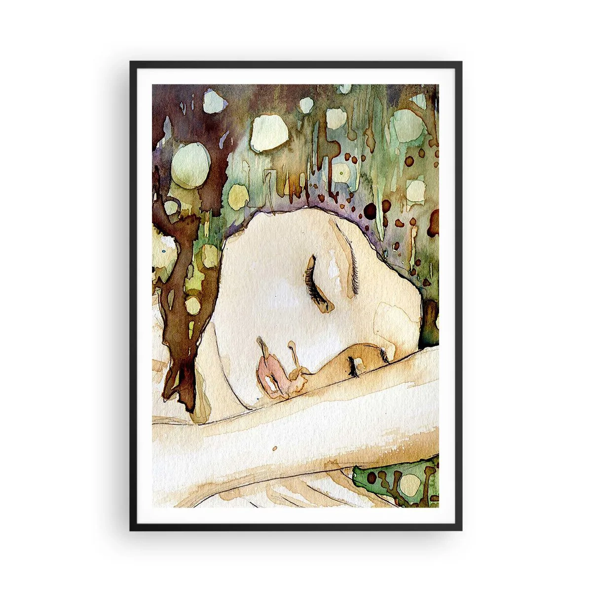 Poster in einem schwarzem Rahmen - Ein smaragd-violetter Traum - 70x100 cm