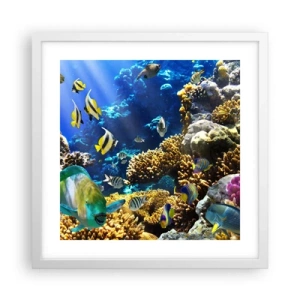 Poster in einem weißen Rahmen - Viel Verkehr auf dem Ferienweg - 40x40 cm