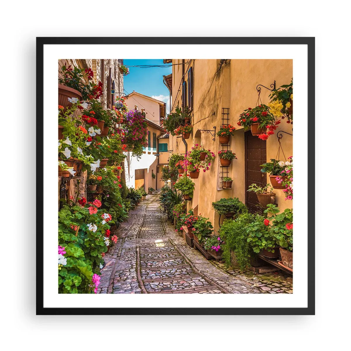 Poster in einem schwarzem Rahmen - Italienische Gasse - 60x60 cm