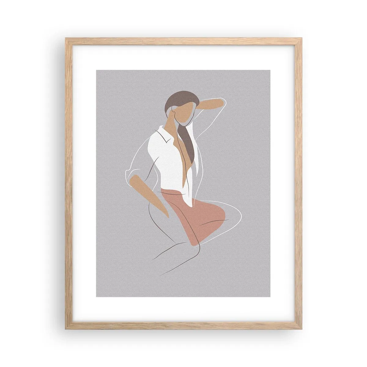 Poster in einem Rahmen aus heller Eiche - Umriss der Anmut - 40x50 cm