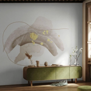 Fototapete Premium Sand - Eine abstrakte Komposition in Beige und Gold auf hellem Hintergrund. - 100x70cm - Im Weltraum begegnet - Moderne Wanddekoration für Wohnzimmer und Schlafzimmer ARTTOR