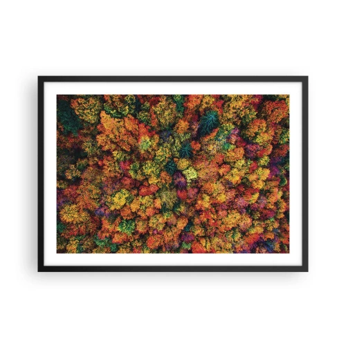 Poster in einem schwarzem Rahmen - Bunte Baumkronen in der Herbstpalette - 70x50cm - Blumenstrauß aus Herbstbäumen - Moderne Wanddekoration für Wohnzimmer und Schlafzimmer ARTTOR