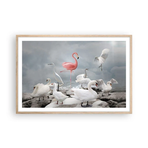 Poster in einem Rahmen aus heller Eiche - Wie kam ich hier hin? - 91x61 cm