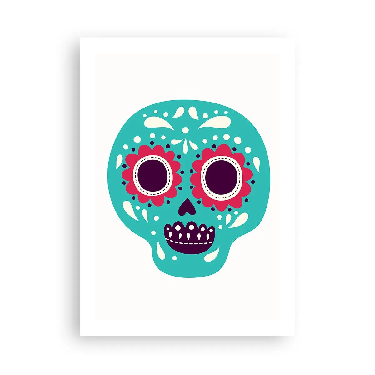 Poster - Bunter mexikanischer Totenkopf zum Tag der Toten - 50x70cm - Das Leben – Spaß bis zum Tod - Moderne Wanddekoration für Wohnzimmer und Schlafzimmer ARTTOR