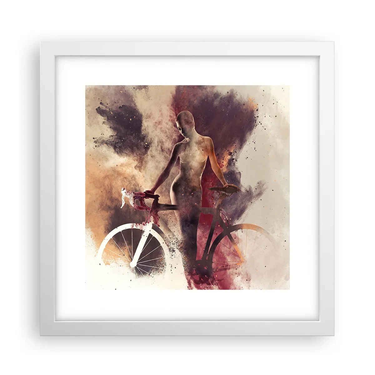 Poster in einem weißen Rahmen - Eine Fahrradseele in Marmorformen - 30x30 cm