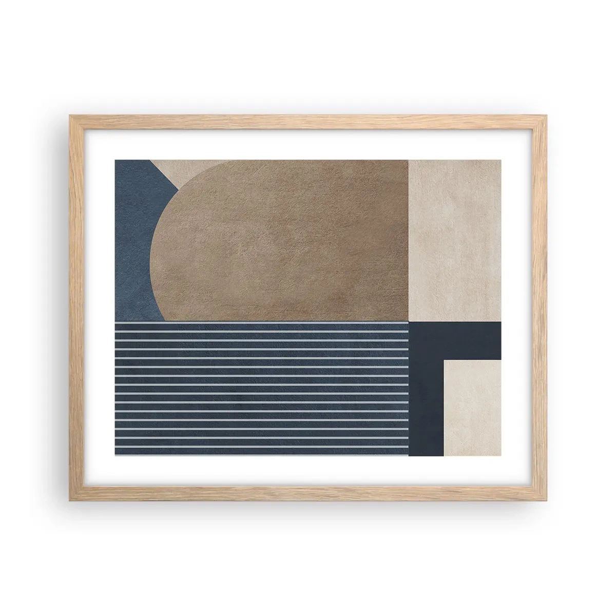 Poster in einem Rahmen aus heller Eiche - Komposition aus Einfachheit und Rundheit - 50x40 cm