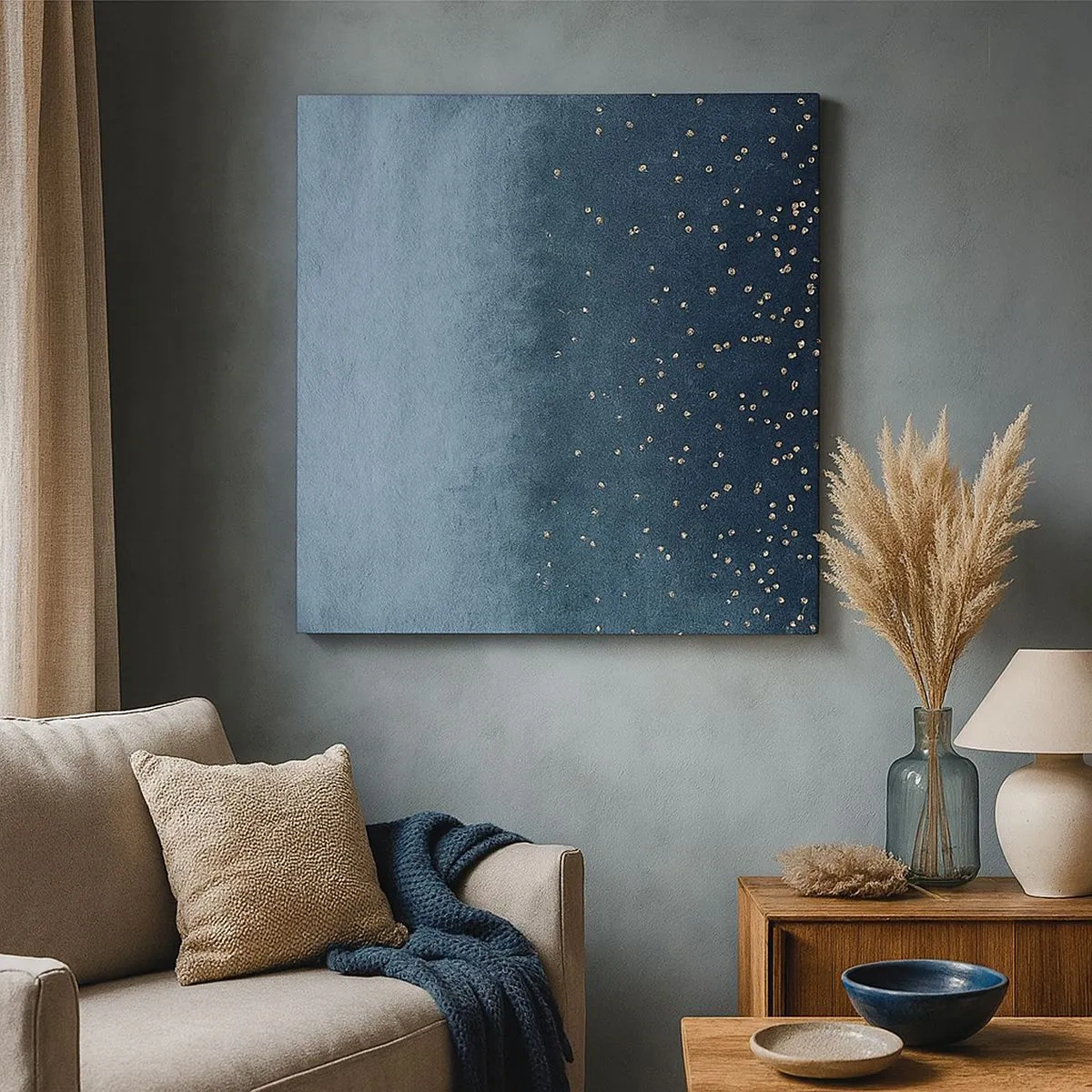 Bild auf Leinwand - Leinwandbild - Komposition - blaue Phasen - 30x30 cm