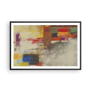 Poster in einem schwarzem Rahmen - Geometrie der Farben - 91x61 cm