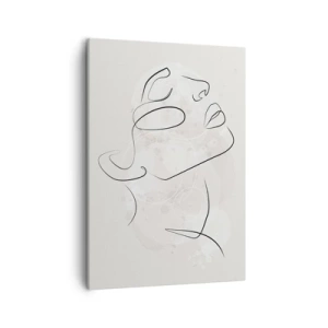 Bild auf Leinwand - Leinwandbild - Eine minimalistische Skizze eines Gesichts auf hellem Hintergrund - 50x70cm - Die Umrisse eines Traums - Moderne Wanddekoration für Wohnzimmer und Schlafzimmer ARTTOR