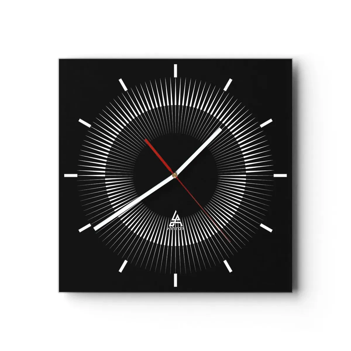 Wanduhr - Glasuhr - Schwarze Sonne - 40x40 cm