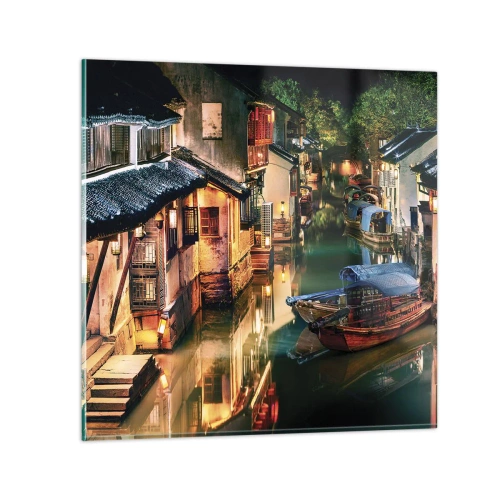 Glasbild - Bild auf glas - Ein Abend auf einer chinesischen Straße - 30x30 cm