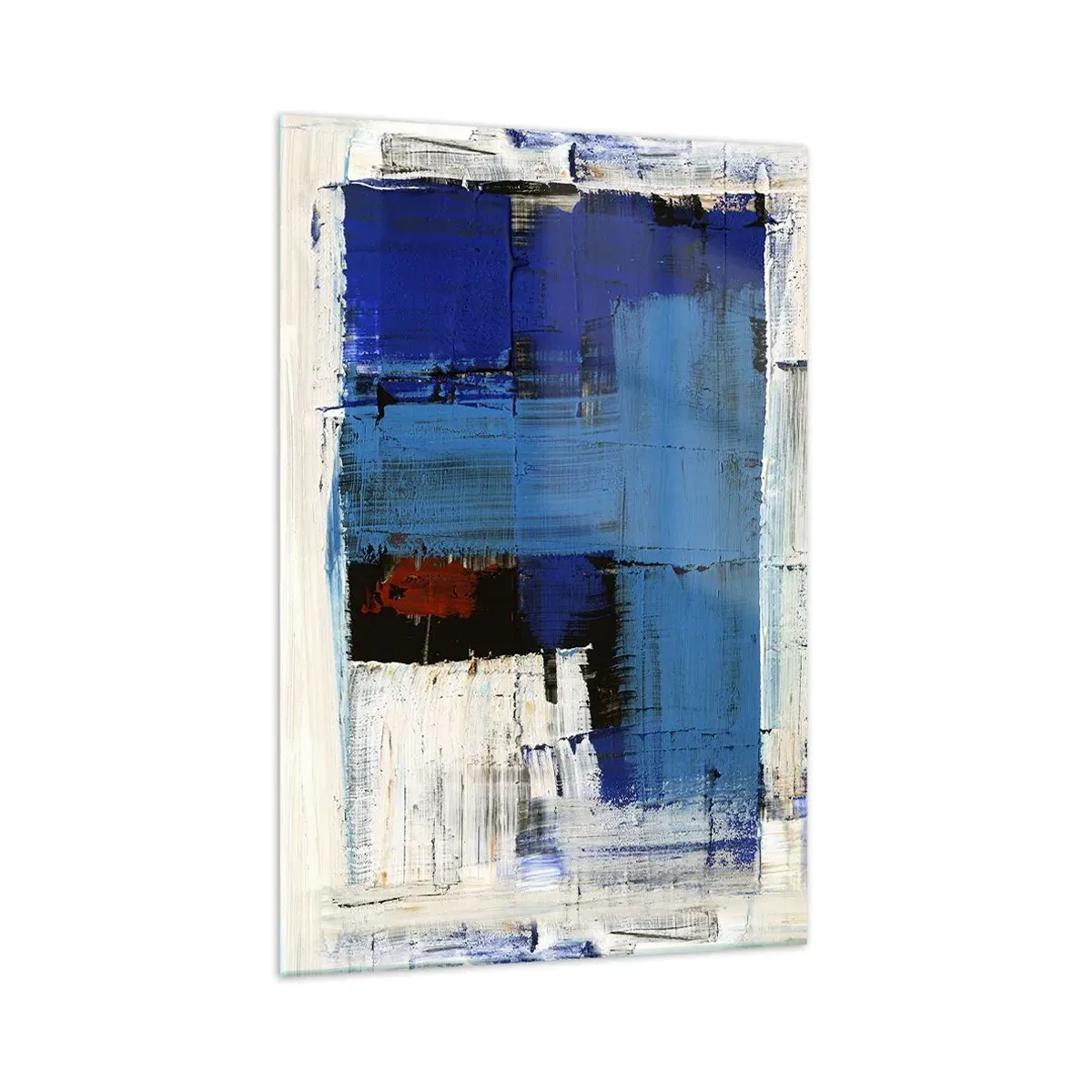 Glasbild - Bild auf glas - Abstrakte Komposition in Blau- und Weißtönen - 70x100cm - Geheimnis ist blau - Moderne Wanddekoration für Wohnzimmer und Schlafzimmer ARTTOR
