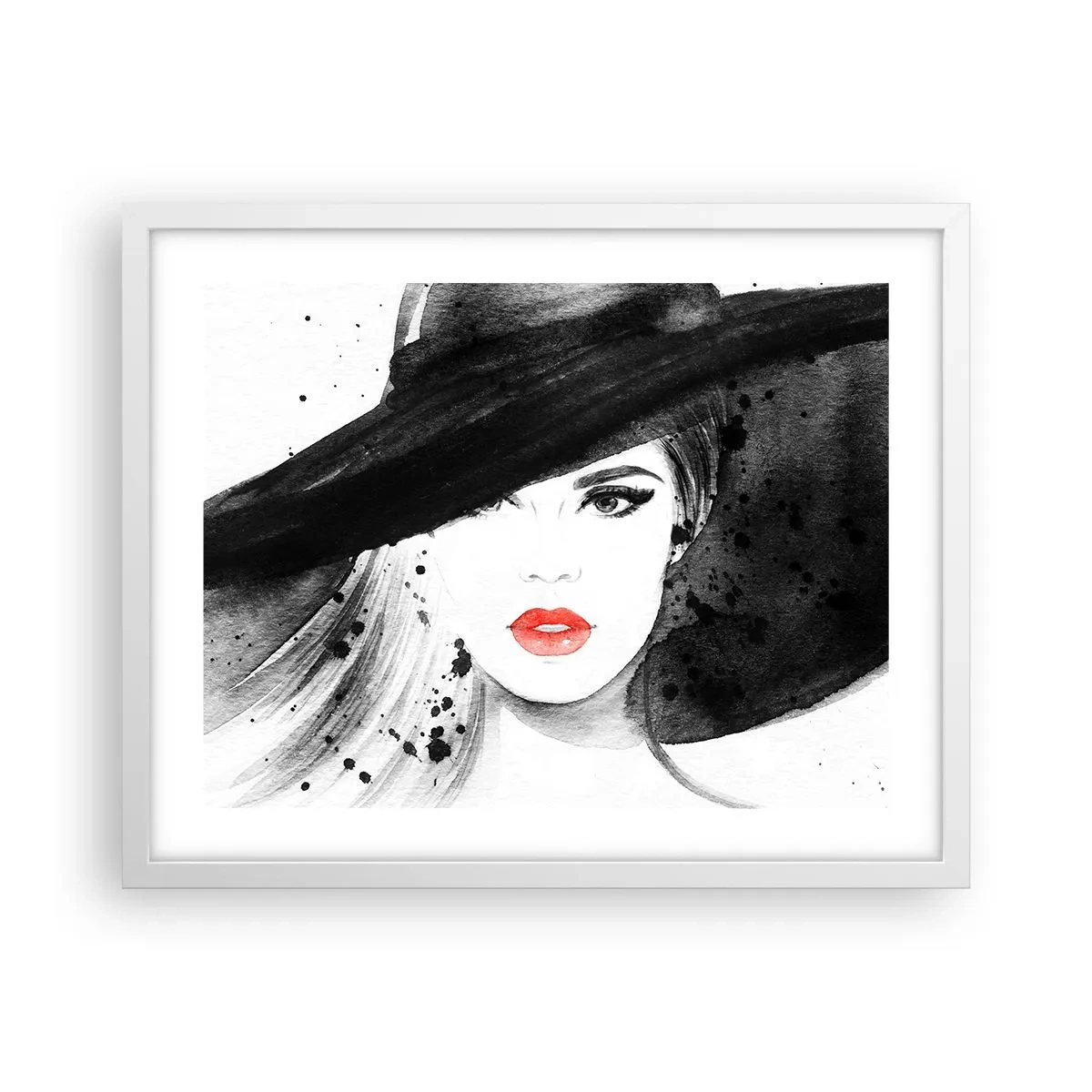Poster in einem weißen Rahmen - Frau in schwarz - 50x40 cm